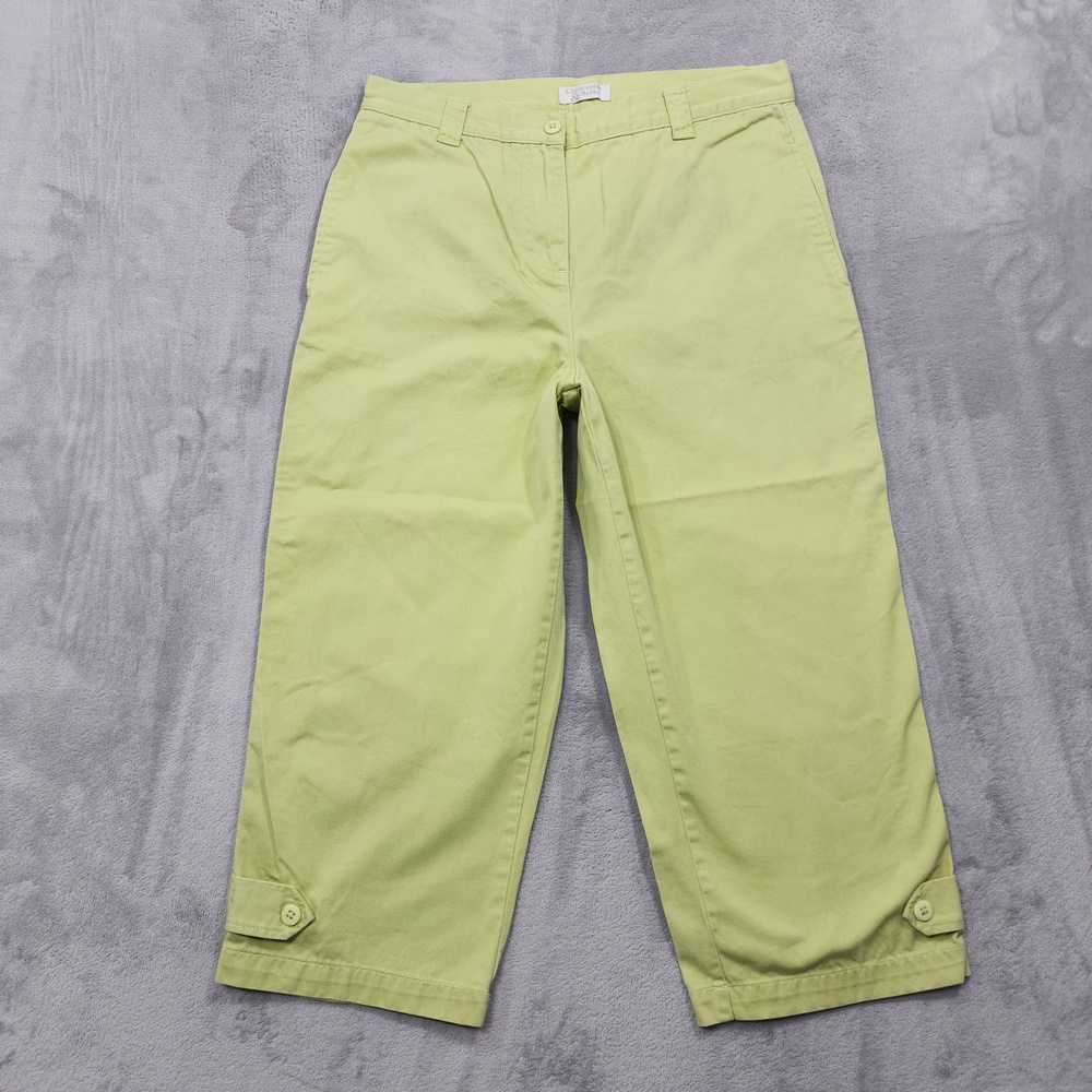 Vintage Christopher & Banks Pants Womens 6 Green High Rise Button Hem Capri